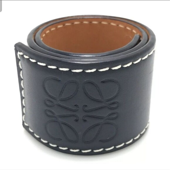Loewe Black Leather Slap Bracelet - Designer Cuff Accessory - Picture 1 of 4